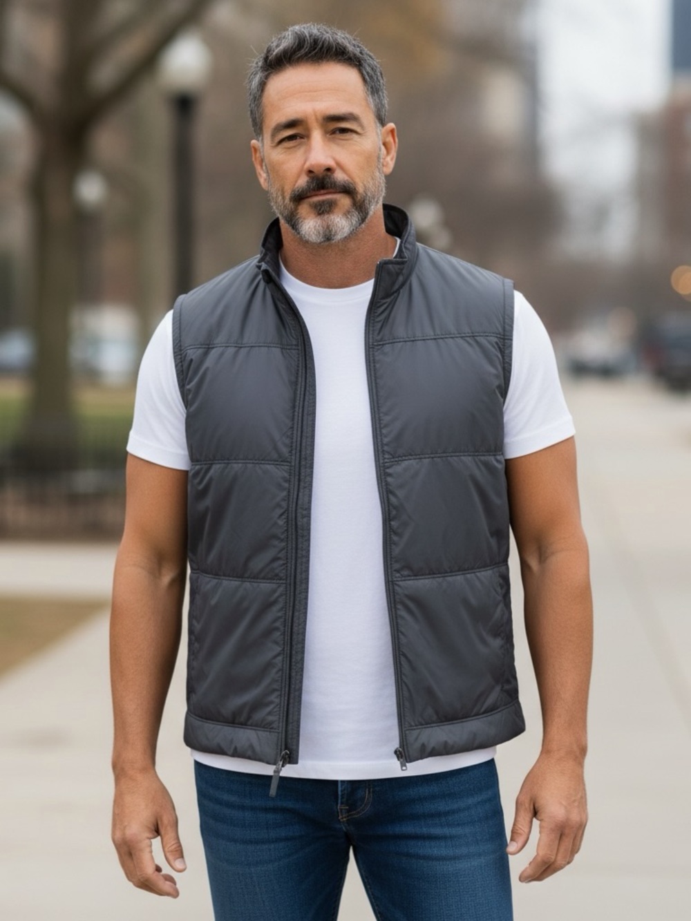 Cutter and Buck Mens 3XT Navy Hybrid Golf Vest DryTec